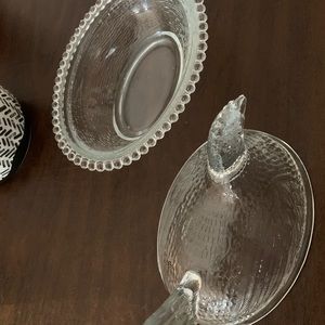 Hen Chicken on Nest clear glass